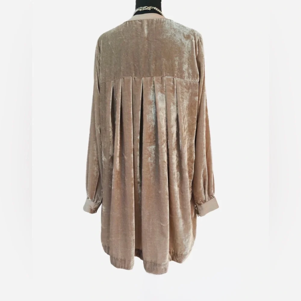 FREE PEOPLE ~ Velvet BOHO Peasant Dress Pockets Loose Fit Outdoor Market